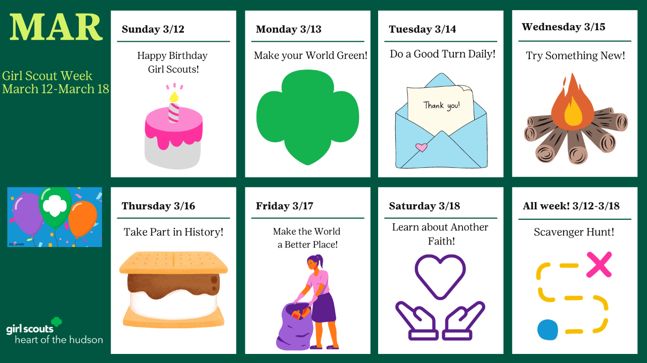 GSHH 2023 Girl Scout Week Calendar